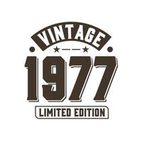 né en 1977 anniversaire rétro vintage, édition limitée vintage 1977 vecteur