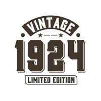 né en 1924 anniversaire rétro vintage, édition limitée vintage 1924 vecteur