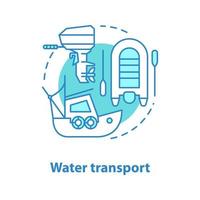 icône de concept de transport par eau. coble, illustration de ligne mince d'idée de bateau à moteur. faire de la pêche. dessin de contour isolé de vecteur