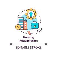 icône de concept de régénération de logement. meilleur cadre de vie. exemple de planification sociale idée abstraite illustration en ligne mince. dessin de contour isolé. trait modifiable. vecteur