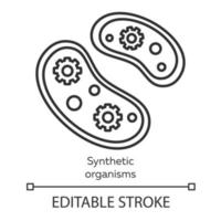 icône linéaire d'organismes synthétiques. bactéries d'ingénierie. organismes unicellulaires. protozoaires. biotechnologie. illustration de la ligne mince. symbole de contour. dessin de contour isolé de vecteur. trait modifiable vecteur