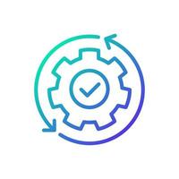 icône de vecteur linéaire de gradient d'automatisation. processus de fabrication. accroître l'efficacité. remplacer le travail manuel. symbole de couleur de ligne mince. pictogramme de style moderne. dessin de contour isolé de vecteur