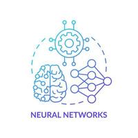 icône de concept de gradient bleu de réseaux de neurones. nœuds interconnectés. domaine de l'illustration de la ligne mince de l'idée abstraite de l'apprentissage automatique. dessin de contour isolé. vecteur