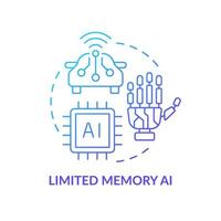 icône de concept de dégradé bleu ai à mémoire limitée. informations stockées. illustration de fine ligne d'idée abstraite de type intelligence artificielle. dessin de contour isolé. vecteur