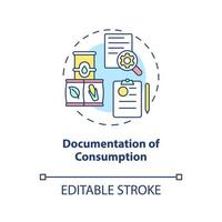 documentation de l'icône de concept de consommation. option de production plus propre idée abstraite illustration de ligne mince. dessin de contour isolé. trait modifiable. vecteur