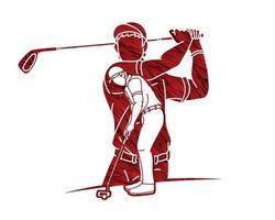 silhouette, groupe, de, golfeur, golf, sport, joueur, action vecteur