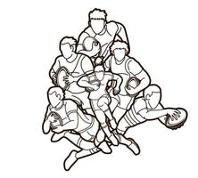 groupe de joueurs de rugby sport action vecteur