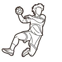 contours, handball, joueur sport vecteur