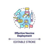 icône de concept de déploiement de vaccin efficace. coopération internationale contre l'illustration de la ligne mince de l'idée abstraite covid. dessin de contour isolé. trait modifiable. vecteur