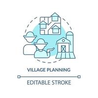 icône de concept turquoise de planification de village. développement des zones rurales. illustration de la ligne mince de l'idée abstraite de la planification sociale. dessin de contour isolé. trait modifiable. vecteur