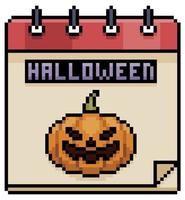 élément de vecteur de calendrier halloween pixel art pour jeu 8bit sur fond blanc