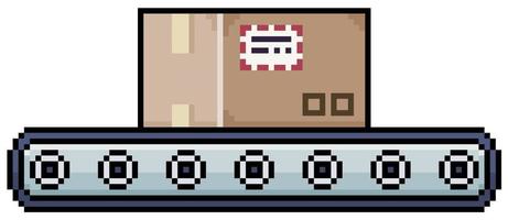 ceinture pixel art avec boîte en carton. icône de vecteur de ceinture industrielle pour jeu 8 bits sur fond blanc