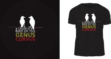 conception de t-shirt, un corbeau est un oiseau du genre corvus. ce t-shirt prêt à être imprimé vecteur