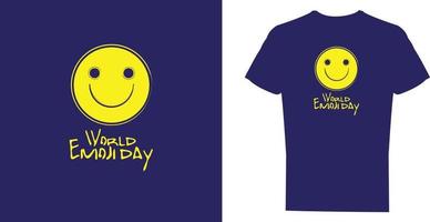 visage souriant avec un sourire, conception de t-shirt, journée mondiale des emoji, prêt à imprimer vecteur