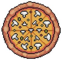 icône de vecteur de pizza aux champignons pixel art pour le jeu 8bit sur fond blanc