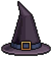 pixel art halloween chapeau de sorcière icône vectorielle pour jeu 8bit sur fond blanc vecteur