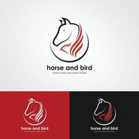 logo oiseau et cheval vecteur