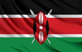 drapeau national du kenya agitant une illustration vectorielle réaliste vecteur