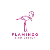 oiseau flamant rose avec style de ligne de logo pour la conception d'illustration de symbole d'icône de vecteur de marque de beauté