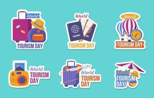 autocollant de la journée mondiale du tourisme vecteur