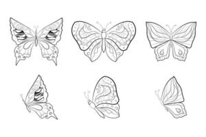 collection de papillons exotiques élégants isolés sur fond blanc. ensemble d'insectes volants tropicaux. illustration vectorielle plane vecteur
