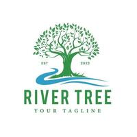 illustration d'un arbre avec un symbole tributaire. filigrane écologique. vert, enregistrer, respectueux de l'énergie, respectueux de l'environnement, logo vectoriel