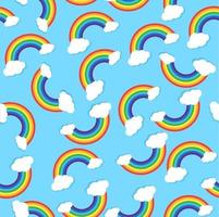 motif vectoriel sans couture avec arcs-en-ciel et nuage sur fond bleu pour l'emballage de vêtements de papier peint textile en tissu. conception de vecteur