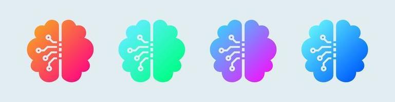 icône solide du cerveau en dégradé de couleurs. l'esprit humain signe l'illustration vectorielle. vecteur