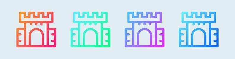 icône de la ligne du château en dégradé de couleurs. citadelle signe illustration vectorielle. vecteur