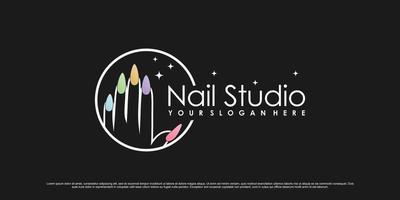 illustration de conception de logo de studio d'ongles pour salon de beauté des ongles avec vecteur premium de concept unique
