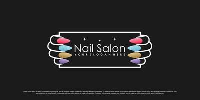 inspiration de conception de logo de vernis à ongles pour salon de beauté féminin avec concept de style moderne vecteur premium