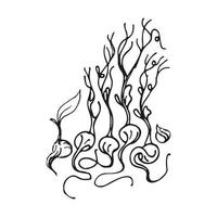 illustration de doodle de pois et de haricots microgreens. art de croquis dessinés à la main de vecteur. vecteur