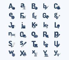 alphabet, lettres, solide, icône, ensemble vecteur