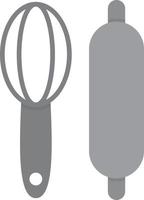 outils de boulanger niveaux de gris plats vecteur