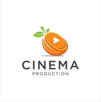modèle d'emblème de film de logo de cinéma de fruits orange