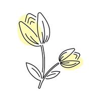 tulipe d'art de contour de vecteur. illustration de fleur de printemps à une seule ligne. plantes pour la fête. vecteur