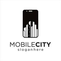 Élément de conception d'icône de logo de téléphone mobile smart city vecteur