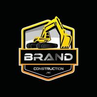 illustration de conception de logo d'excavatrice et de rétrocaveuse pour entreprise de construction vecteur