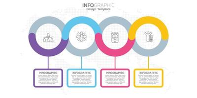 éléments infographiques en 4 étapes pour le contenu, le diagramme, l'organigramme, les étapes, les pièces, la chronologie, le flux de travail, le graphique. vecteur