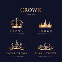 ensemble de logo de couronne royale de luxe vecteur