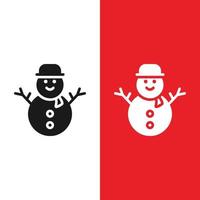 icône de vecteur de bonhomme de neige noël noël dans le style glyphe