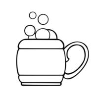 image monochrome, belle tasse avec boissons gazeuses, bière, kvas. illustration vectorielle sur fond blanc vecteur