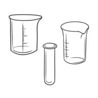 ensemble monochrome de diverses tasses à mesurer en verre avec divisions, illustration vectorielle en style cartoon sur fond blanc vecteur