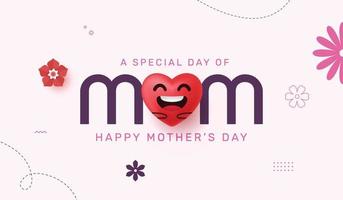 carte de voeux bonne fête des mères. fond de journée internationale de la femme avec coeur rouge, conception de typographie maman pour carte de voeux, bannière, affiche vecteur