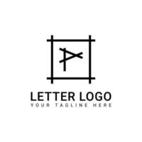 création de logo monogramme noir simple et propre avec la lettre p vecteur