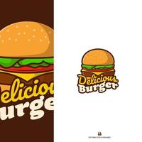 logo d'icône de dessin animé isolé de délicieux burger vecteur