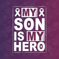 mon fils est mon héros. septembre est le mois national de sensibilisation au cancer infantile avec arrière-plan, modèle, bannière, affiche. vecteur