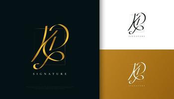 kd création initiale du logo de signature avec un style d'écriture doré élégant et minimaliste. conception initiale du logo k et d pour le mariage, la mode, les bijoux, la boutique et l'identité de la marque d'entreprise vecteur