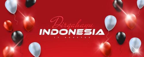bonne fête de l'indépendance de l'indonésie. fond de fête de l'indépendance de l'indonésie avec des ballons, utilisable pour la bannière, l'affiche et la carte de voeux. kemerdekaan indonésie vecteur
