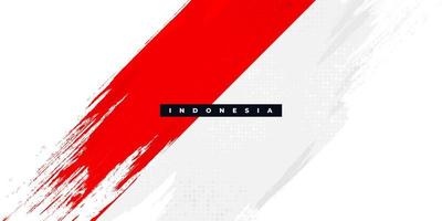 drapeau indonésien avec concept de brosse. bonne fête de l'indépendance indonésienne. drapeau de l'indonésie dans le style grunge vecteur